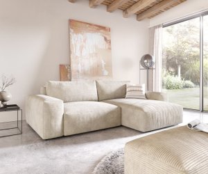 Rohová pohovka Lanzo XL 280x175 cm béžová manšestr variabilní lenoška