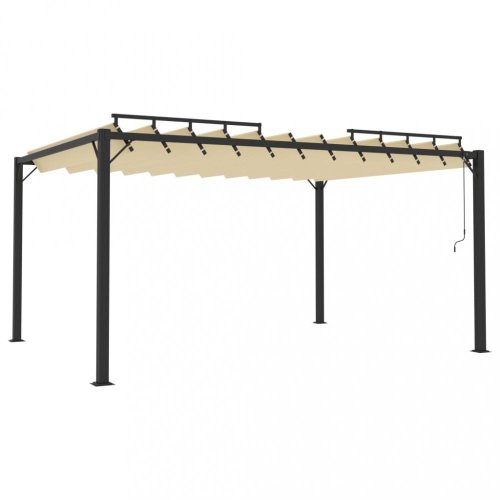 Pergola s lamelovou střechou 3 x 4 m hliník / látka Dekorhome - BAREVNÁ VARIANTA: Šedá
