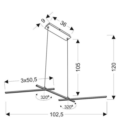 Závesné chrómové svietidlo APETI THASOS LED 23W 103cm