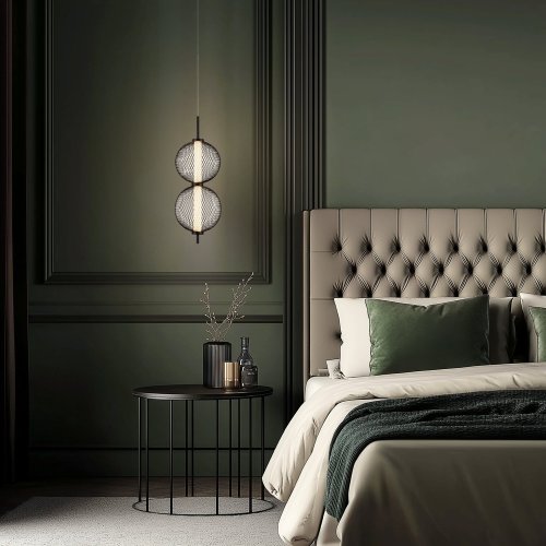 Drátěná závěsná lampa PUMA s kulovými stínidly 14 x 38 cm – designové osvětlení obývacího pokoje LED 3000K