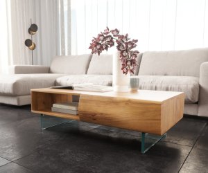 Konferenční stolek Nová 115x60x38 cm přírodní akácie 2 zásuvky 1