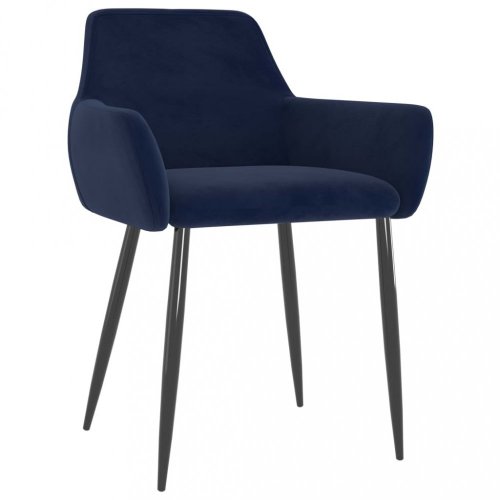 Jídelní židle 2 ks samet / kov Dekorhome - BAREVNÁ VARIANTA: Modrá
