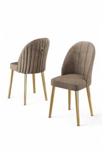 Súprava stoličiek (2 kusy) Mara - Cappuccino, Gold