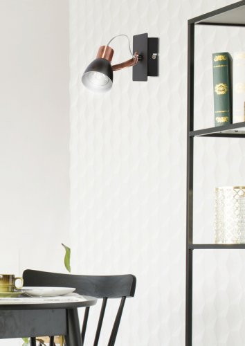 Nástenná lampa 1X50W GU10 čierna/medená BEZ ŽIAROVKY Markus