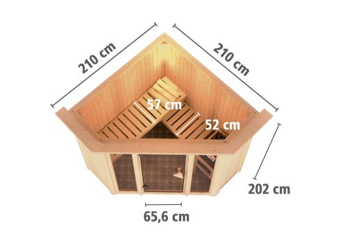 Interiérová finská sauna 210 x 210 cm Dekorhome