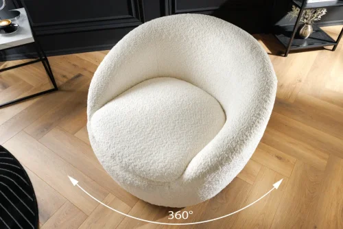 Otočné relaxačné kreslo SALENI bouclé Dekorhome