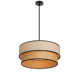 Závesná lampa LORENZO čierna 1x60W E27 krémové tienidlo s čiernym lemom