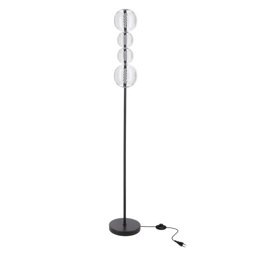 PLAYA lampa podłogowa czarny 15W LED 3000K klosz kula bezbarwny