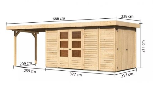 Dřevěný zahradní domek RETOLA 5 Dekorhome - ŠÍŘKA: 377 cm