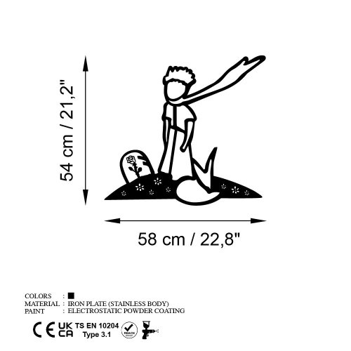 Dekoratívny kovový doplnok na stenu The Little Prince 3 - POSLEDNÝ KUS