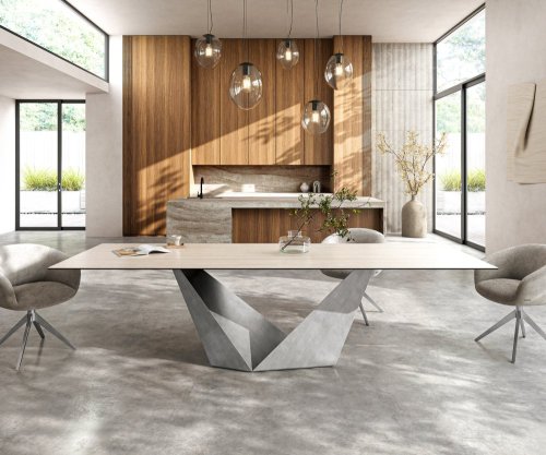 Jedálenský stôl Edge 300x100 keramika Laminam® Travertino Bianco