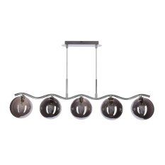 Stropní závěsná lampa UMOS 5x20W G9 chrom grafitové skleněné stínidlo 14 cm moderní svítidlo do obývacího pokoje jídelny