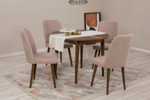 Jedálenský set s rozkladacím stolom a stoličkami (5 kusov) Vina 0900 - Walnut, Stone