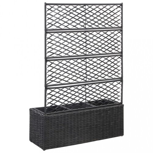 Truhlík s treláží a 3 květináči 83x30x130 cm polyratan Dekorhome