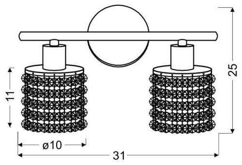 Dvojitá chrómová nástenná lampa s bielymi kryštálmi Royal