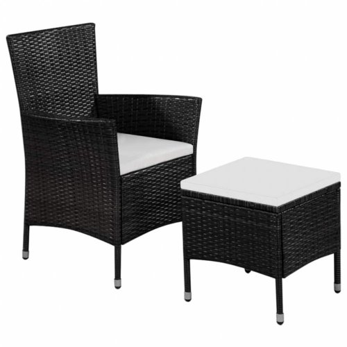 Záhradná stolička s taburetom polyratan - BAREVNÁ VARIANTA: Čierna
