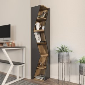 Knihovna Arrow - Black, Walnut