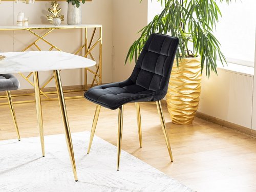 Jídelní židle CHIC VELVET zlatá - BAREVNÁ VARIANTA: Zelená