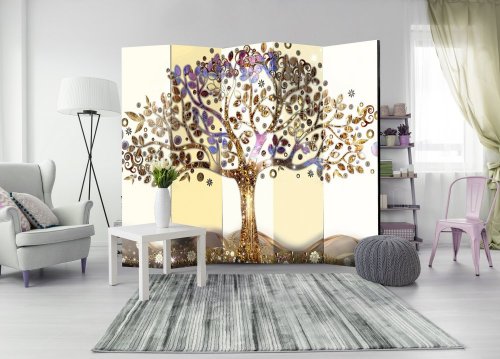 Paraván Golden Tree Dekorhome - ROZMĚR: 135x172 cm (3-dílný)