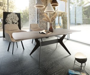 Jídelní stůl Edona 160/200x90 cm keramika hnědá kovová rozkládací