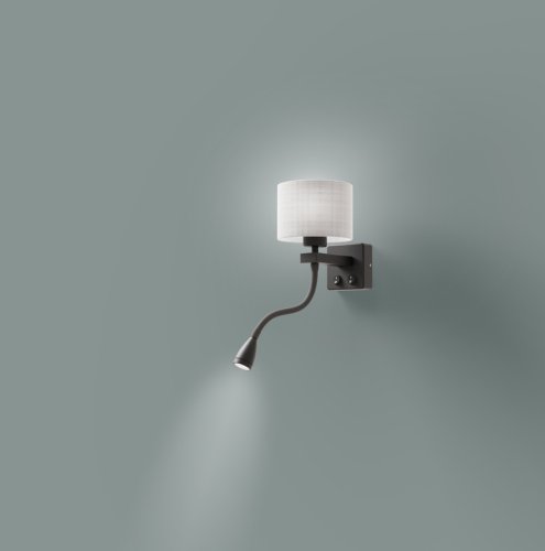 Černošedá nástěnná lampa s LED čtecím světlem Polo