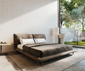 Čalouněná postel Cusino 180x200 cm mikrovlákno taupe vintage