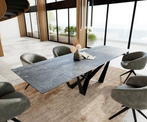 Jídelní stůl Edge 200-300x100 keramika Laminam®Nero Greco