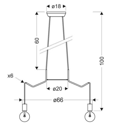 Závesná stropná lampa, matná biela, 6x40W, Basso