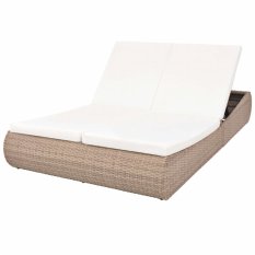 Zahradní lehátko pro 2 osoby šedohnědá / krémová