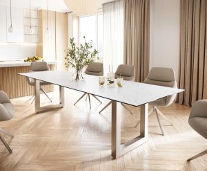 Jídelní stůl Edge 300x100 cm keramika Laminam® Statuarettio bílá