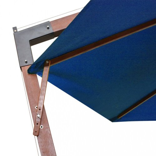 Závěsný slunečník s dřevěnou tyčí Ø 350 cm Dekorhome - BAREVNÁ VARIANTA: Modrá