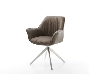 Jedálenská stolička Keila-Flex s podrúčkami taupe vintage krížová