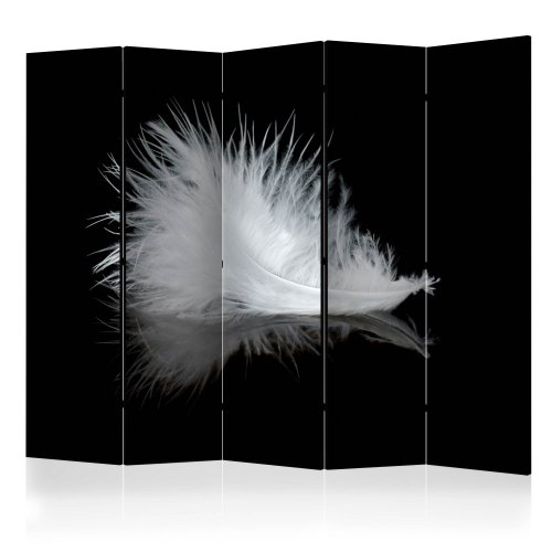 Paraván White feather Dekorhome - ROZMĚR: 225x172 cm (5-dílný)