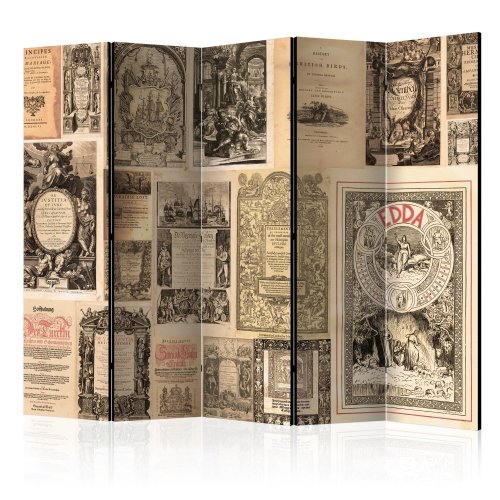 Paraván Vintage Books Dekorhome - ROZMĚR: 225x172 cm (5-dílný)