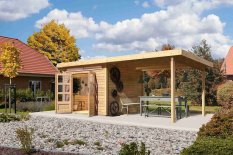 Dřevěný zahradní domek KANDERN 6 s přístavkem 320 Dekorhome