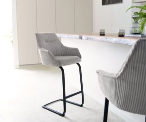 Barová stolička Alja-Flex plyšový manšester strieborno-šedá jedálenská