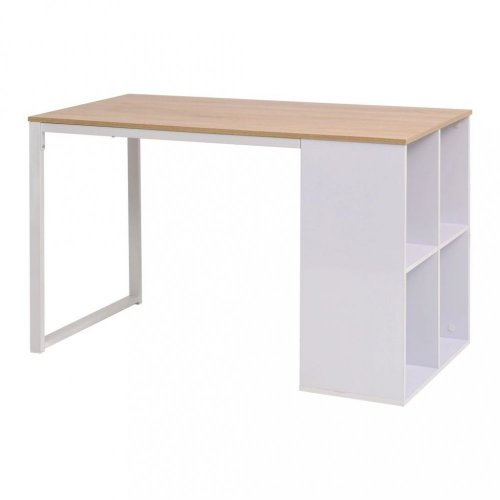 Písací stôl s regálom 120x60 cm Dekorhome - BAREVNÁ VARIANTA: Biela / dub
