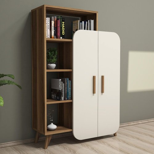 Knihovna Form - Walnut, Cream