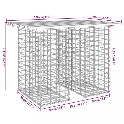 Zahradní lavice gabionový design 100x70x72 cm masivní borovice