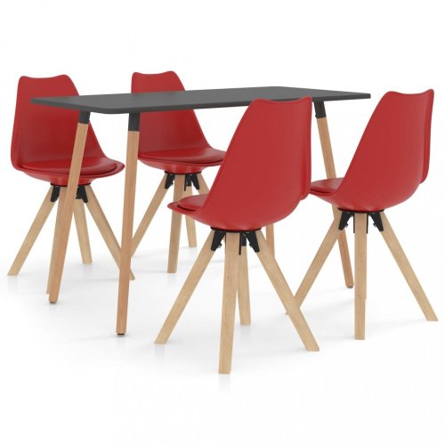 Jedálenský set 4 + 1 buk / umelá koža / plast Dekorhome