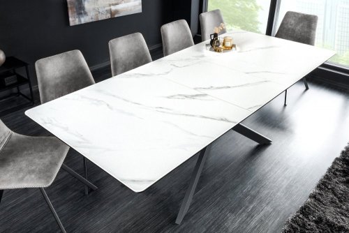 Jedálenský stôl DATON Dekorhome - BAREVNÁ VARIANTA: Bielo-sivý mramor