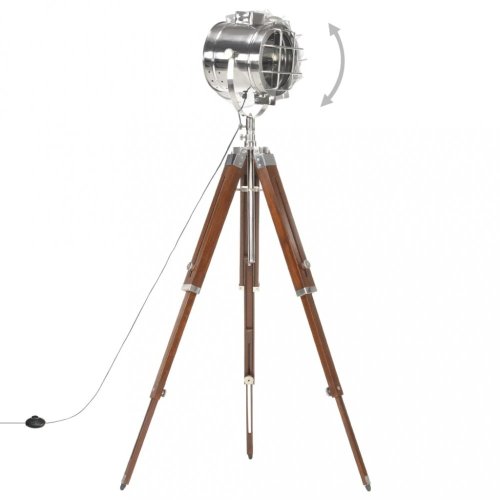 Stojací lampa kov / dřevo Dekorhome