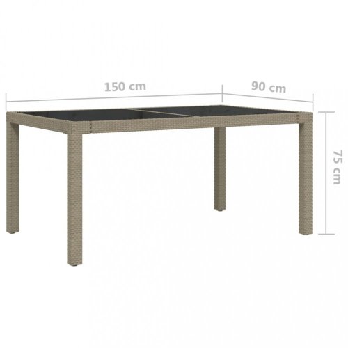 Zahradní stůl 150x90x75 cm sklo / polyratan Dekorhome - BAREVNÁ VARIANTA: Hnědá / průhledná