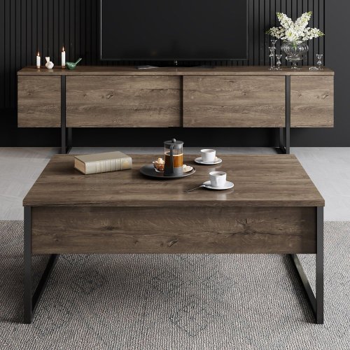 TV stolek Luxe - Walnut, Black