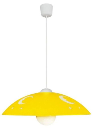Závesná lampa žltá detská mesiac na lane