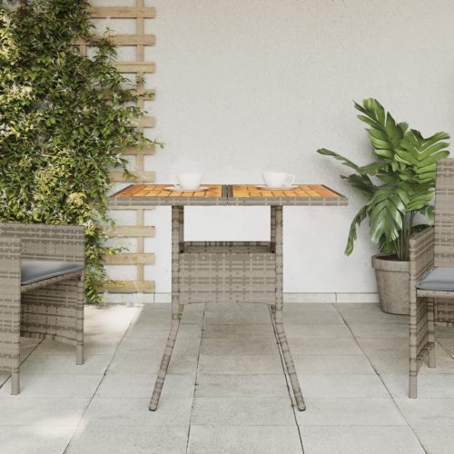Zahradní stůl s akáciovou deskou šedý 80 x 80 x 75 cm polyratan