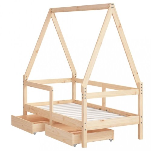 Dětská postel se zásuvkami 70 x 140 cm masivní borové dřevo