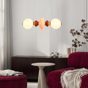 FLORES lampa wisząca mosiężny+brązowy+pomarańczowy poz.15W LED 3000K klosz biały