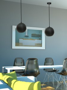 Závesná lampa čierna E27 kov/drevo Flen Ledea