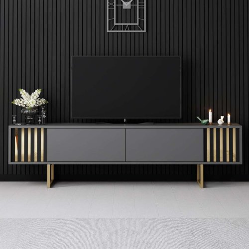 TV stolek Gold Line - Anthracite, Gold